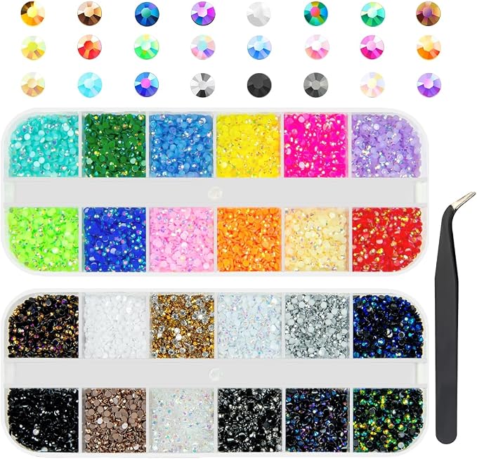 qiipii 24 Color 2mm Small Jelly Resin Rhinestones by qiipii