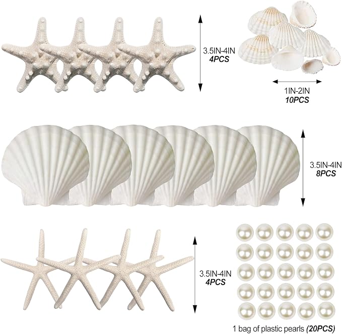 JQAQJU 16PCS Starfish and Scallop Shells - Image 2