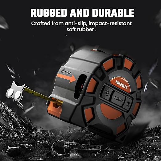 MILESEEY 2-in-1 Laser Measuring Tape, 16Ft Tape Measure & 131Ft Rechargeable Laser Measurement Tool with Backlit Display, Auto-Lock Tape with Magnetic Hook, M/Ft/in/Ft+in, 20 Groups Historical Memory