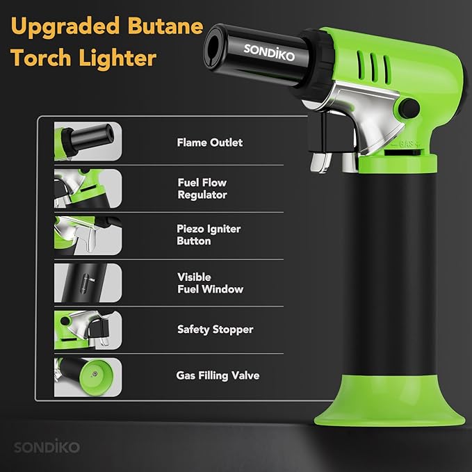 Sondiko Butane Torch with Fuel Gauge, Refillable Soldering Torch Lighter with - Image 3
