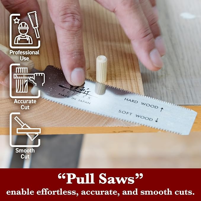 SUIZAN Flush Cut Saw 5" - Professional Japanese Pullsaw Ryoba Double Edge Handsaw Woodworking Tools
