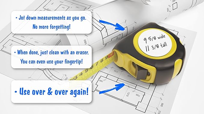 CYCLOPS Erasable Scratch Pads for Tape Measure, Construction, Woodworking Tool - 5 Pads - Write Measurements & Notes - Great Stocking Stuffer, Gift for Men & Women