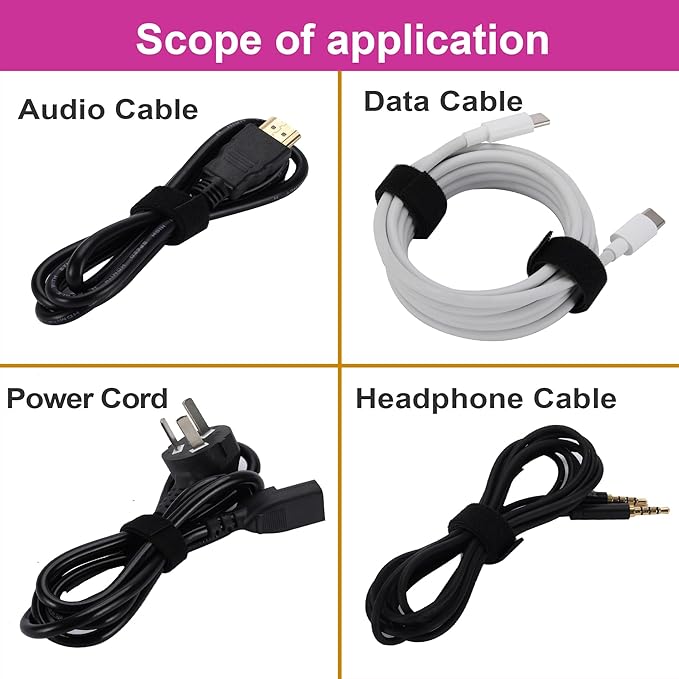 Cable Ties Reusable Straps Cable Wire Management Roll Black Fastening Double Sided Hook and Loop Tape (1/2inch)