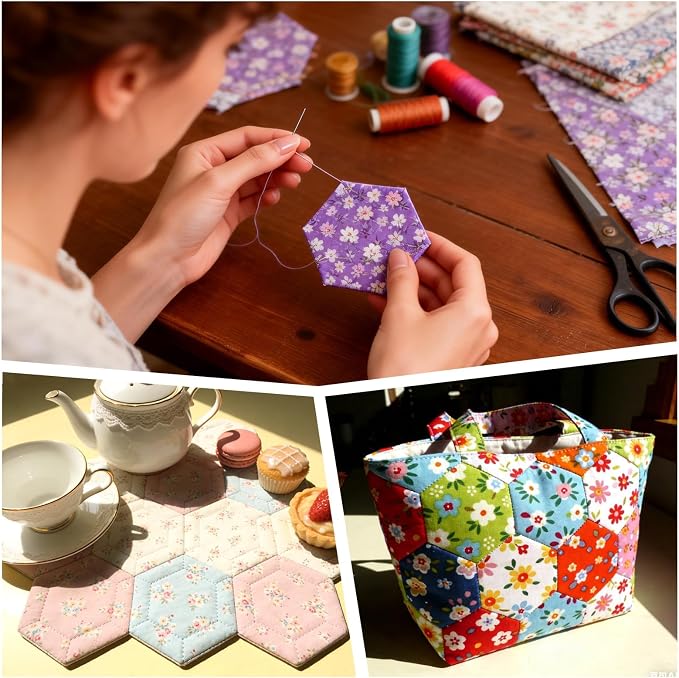800 PCS Hexagon Piecing Paper Templates, 1.5" White Paper templates, Quilting - Image 7