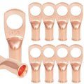 10PCS 6AWG - 3/8''Stud Heavy Duty Copper Terminals,Battery Cable Crimp Lugs,Battery Cable Ends,Bare Copper Eyelets Tubular Ring Terminals,Closed End Crimp Electric Connectors