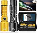 Flashlights High Lumens Rechargeable, Super Bright Long Range Small Powerful Flashlight, 6 Modes LED Tactical Pocket Waterproof Flash Light for Camping (2, Black/Gold)