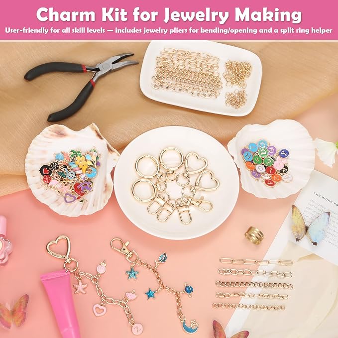 selizo 198Pcs Charms Lip Gloss Keychain Making Kit, DIY Craft Supplies - Image 5