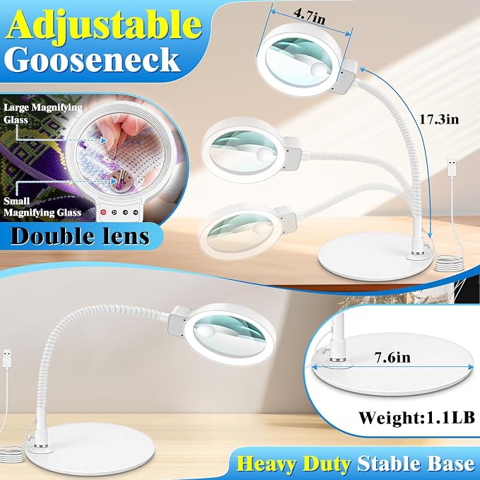10X 30X Magnifying Glass with Light and Stand, 72 LED 3 Color Modes Stepless - Image 6