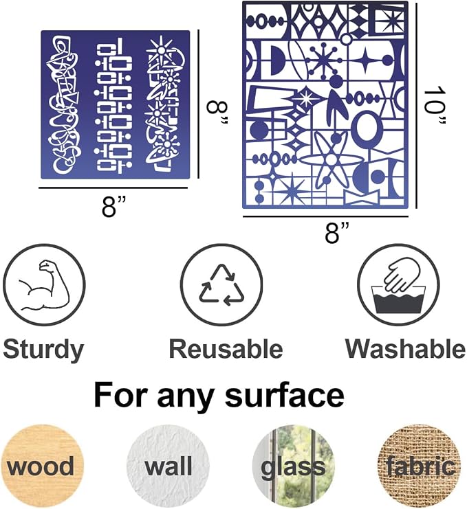 Stencils for Crafts Reusable Texture Art Stencils Geometric Stencil for - Image 2