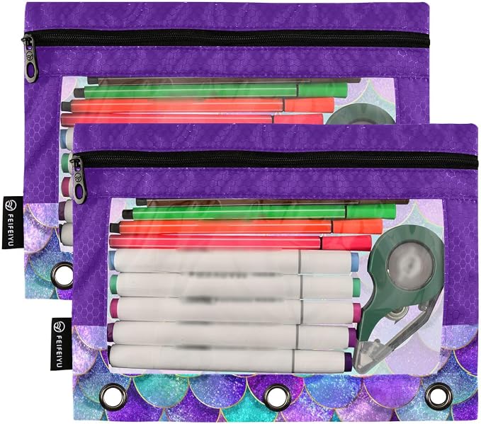 Custom Pink Blue Mermaid Scales Pencil Pouch - Image 2