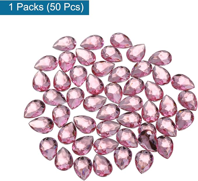 MECCANIXITY 50PCS Flat Back Acrylic Teardrop Gems 13x18mm Artificial Rhinestones - Image 3