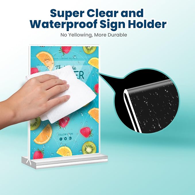 Acrylic Sign Holder, 15 Pack Vertical Clear Table Menu Display, Double Sided - Image 5