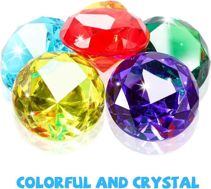 Niceup 52PCS Kids Gems Diamond Toys 1.57in Treasure Jewels Pool Diving Swimming - Image 2