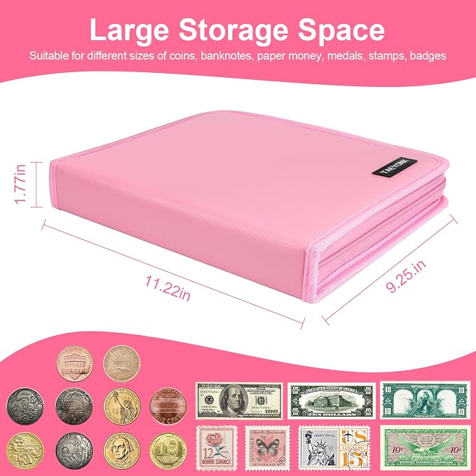 Coin Collection Book Holder for Collectors, 520 Pockets Fireproof Coins - Image 3