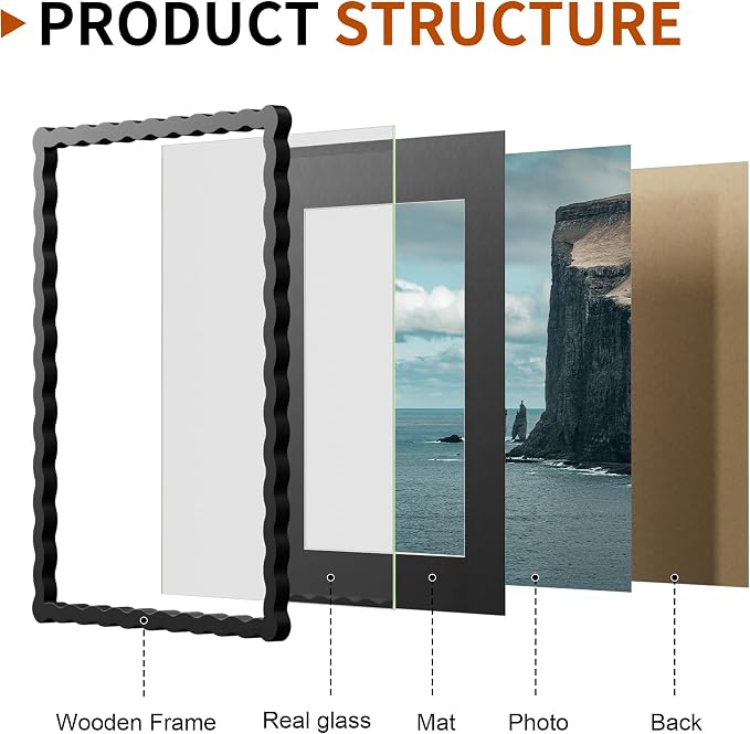 11x14 Wavy Picture Frame With Mat - Image 3