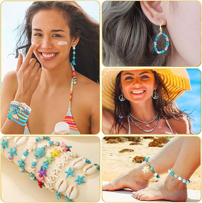1960Pcs Ocean Beads for Bracelets Making Kit, Sea Turtle Seashell Starfish - Image 2