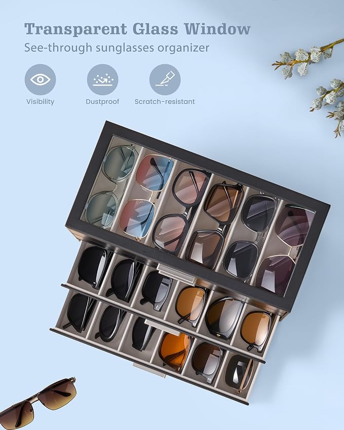 Lolalet Sunglasses Storage Box for Women, Eyewear Eye Glass Organizer - Image 3