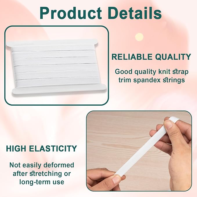 Airisoer 3/8 Inch Elastic Band for Sewing, 12 Yard High Elasticity Sewing - Image 3