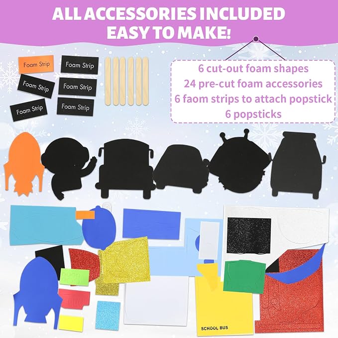 VKPI Make 6 Popstick Puppets Craft Kit - Image 3