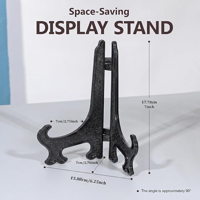 Artliving 7 Inch Black 12pcs/Set Plastic Easels Plate Display Stands Picture - Image 2