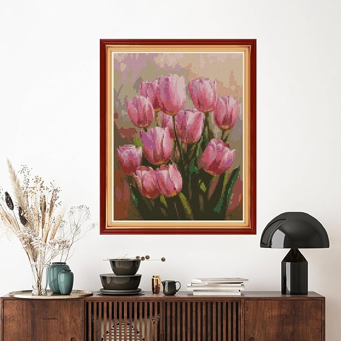 MYBISYMQQ Pink Tulips Cross Stitch Kits - Image 6