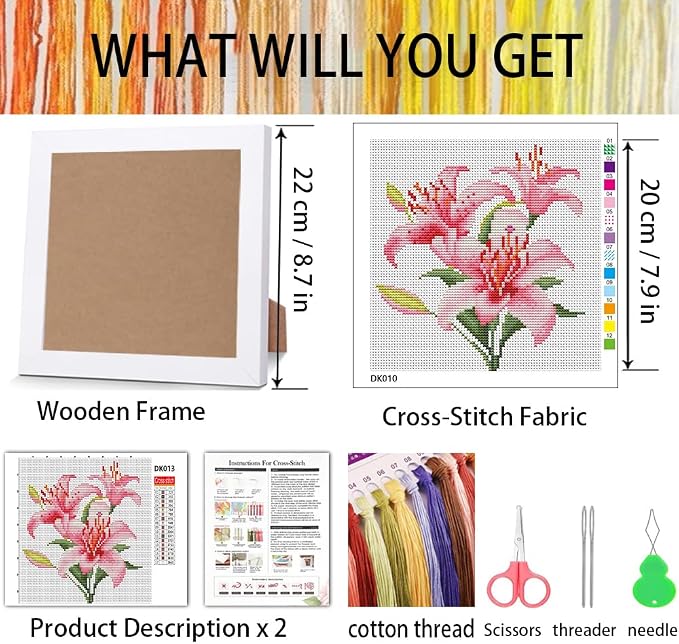 VIGEGU Lily Cross Stitch Kits for Beginner, Flowers Stamped Cross Stitch Kits - Image 3