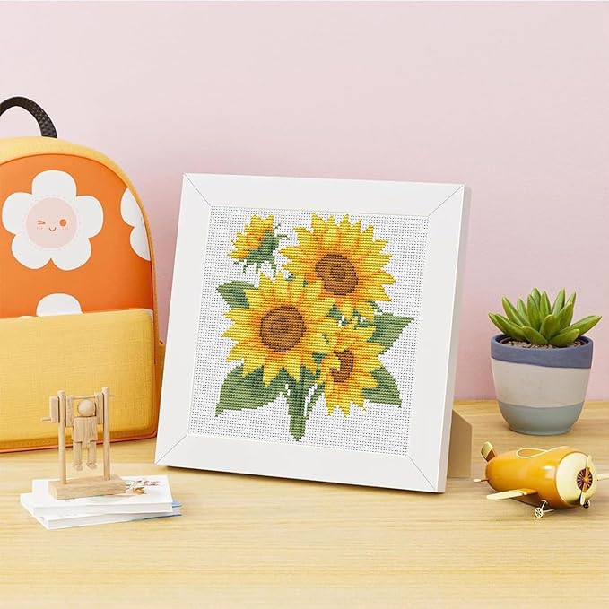 Sunflower Cross Stitch Kits for Beginners, Flowers Stamped Cross Stitch for - Image 2