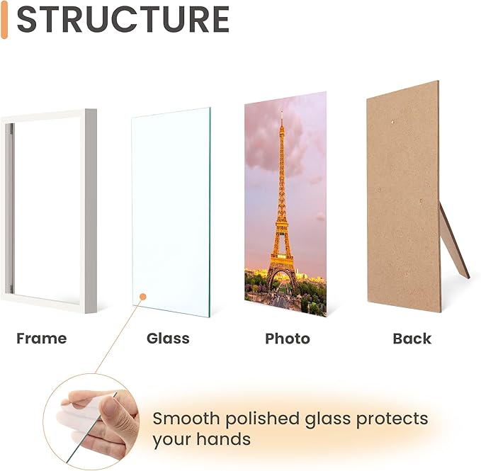upsimples 5x7 Picture Frame Set of 3, Made of High Definition Glass - Image 3