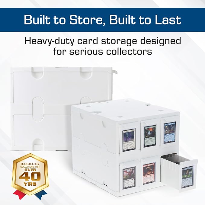 BCW 6 Drawer Card Catalog – White | Stackable Trading Card Organizer Box | - Image 2