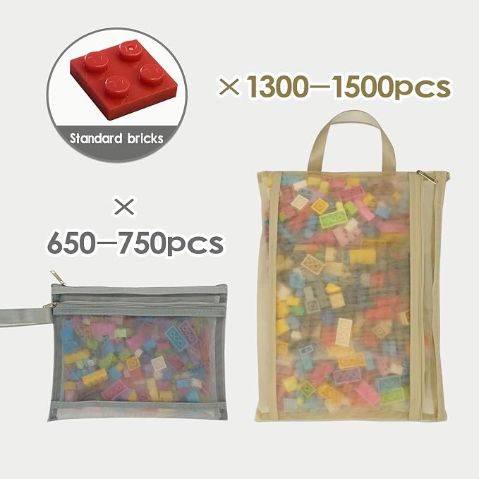10 Pack Colored Mesh Zipper Pouch Bags, Double-Layer Nylon Puzzle Building - Image 3