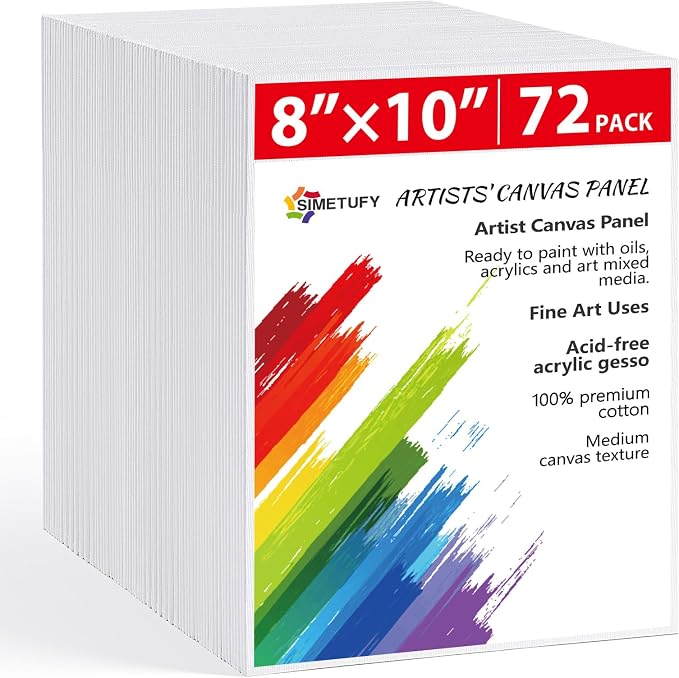 Simetufy 72 Pack 8 x 10 inch Canvas Boards by Simetufy
