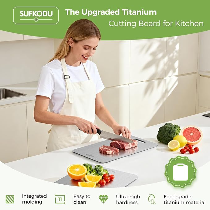 Titanium Cutting Board Set of 3, 100% Double-Sided Titanium Cutting Boards - Image 2