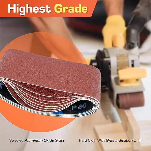 KonaFlex Sanding Belts 20 Pack 3x18 Inch Belt Sander Paper Aluminum Oxide with 60/80/120/150/240 Grits for Woodworking, Paint Sanding, Metalworking, Rust Removal