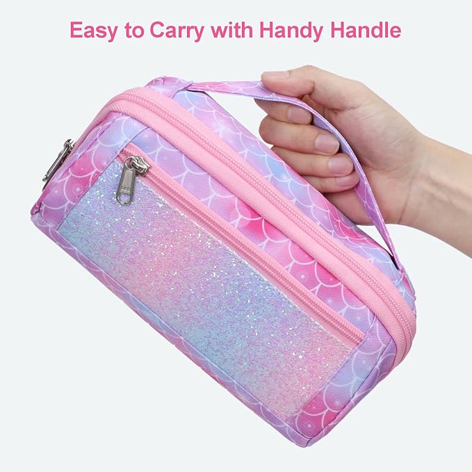 Pencil Case for Girls, Durable Kids Pencil Pouch for School, Wide Opening Soft - Image 7