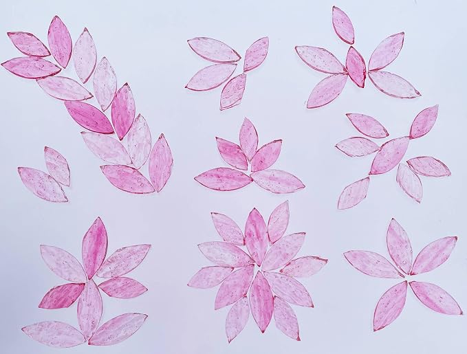 LITMIND 120 Pieces Pink Textured Transparent Mosaic Glass Petals & Leaves in 2 - Image 5