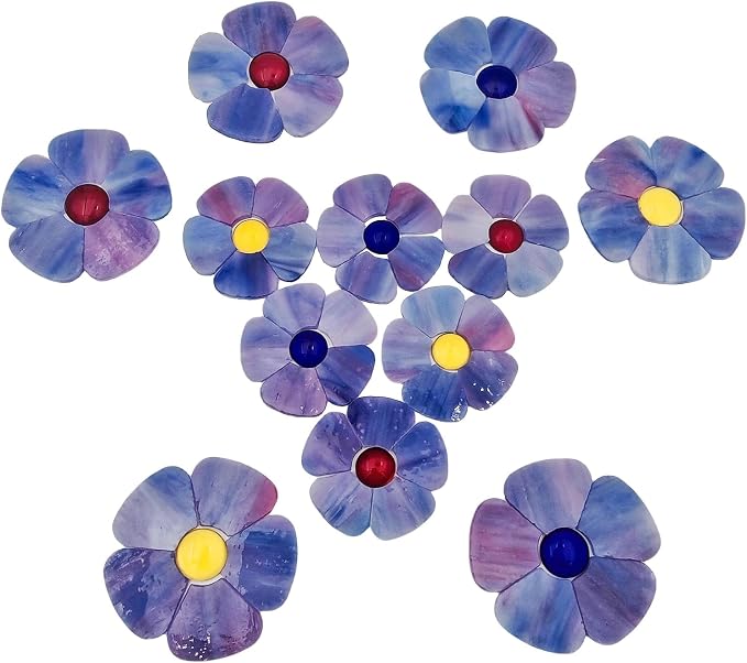 Esweny 12 Flower Stained Glass Mosaic Tiles - Image 6
