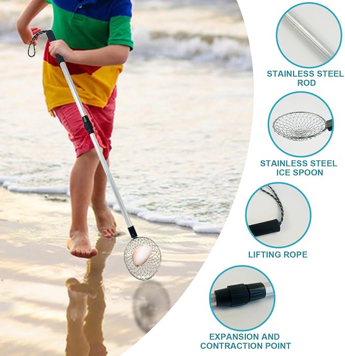 6Pcs Beach Sand Sifter, Adjustable Shark Teeth Sifter Shell Shovel Rock Scooper - Image 4