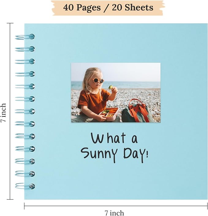 Scrapbook 7x7 Inch DIY Scrapbook Album Hardcover Kraft Paper 40 pages/20 sheets - Image 2