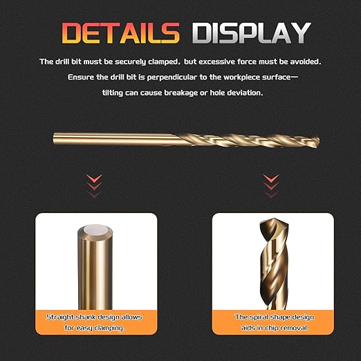 Drill Bit, 1/8" Cutting Diameter (3.175mm), 4241 HSS Black and Gold 118° Cutting Angle Versatile Jobber Bits - (Applications: for Drilling Plastic Wood Soft Thin Metal), 6-Pieces