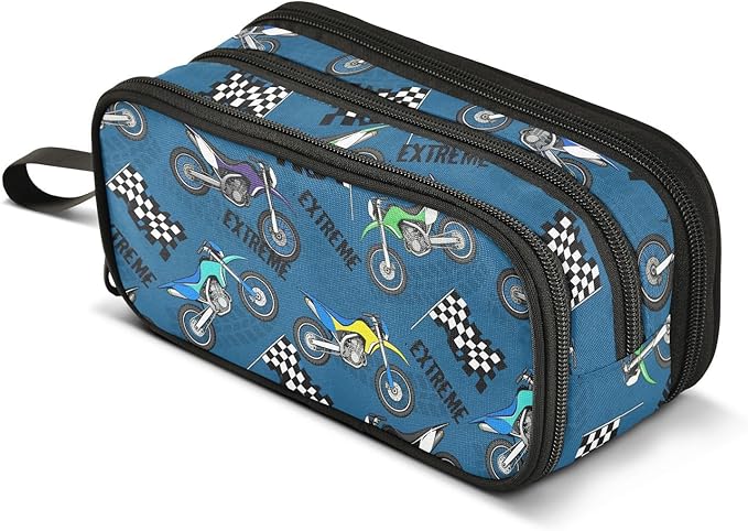 Colorful Motorcycle Pencil Case Box Boys Girls Large Pencil Pouch by BOENLE-WELCOMEYOURCOMING