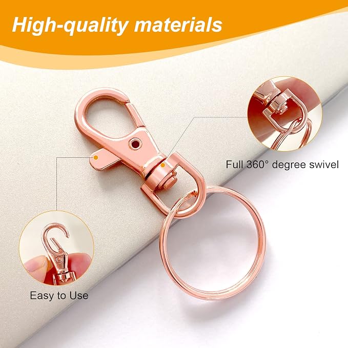 100PCS Swivel Snap Hooks with Key Rings, Premium Metal Swivel Lobster Claw - Image 4