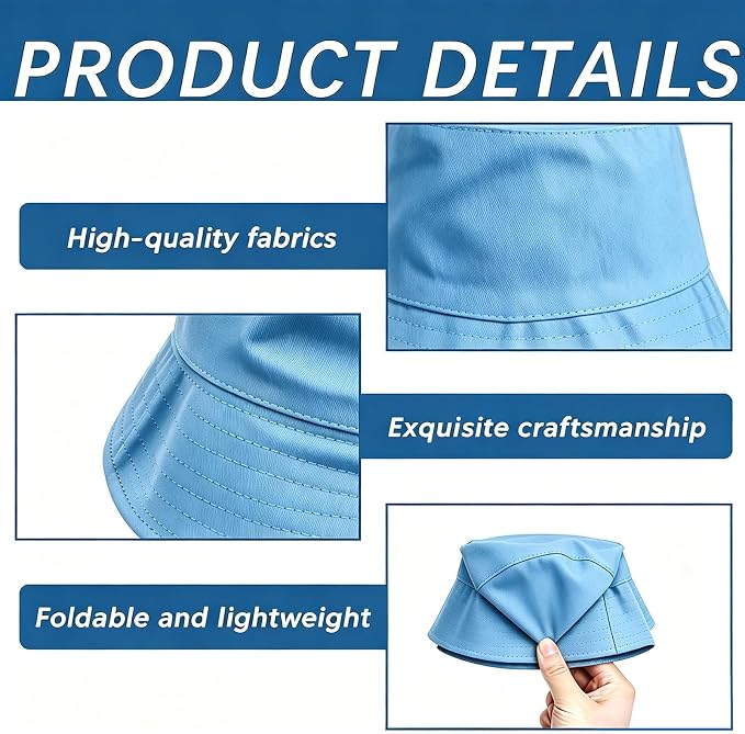 Bucket Hats Bulk Solid Color DIY Blank Hat Bucket Hats - Image 3