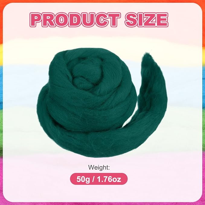 MECCANIXITY Wool Roving Yarn Soft Felting Wool 50g/1.76oz Pure Chunky Roving - Image 2