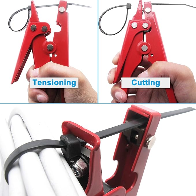Zip Tie Gun, Tensioning and Cutting Zip Tie Tool for Plastic Cable Ties under 3/8 Inch Width