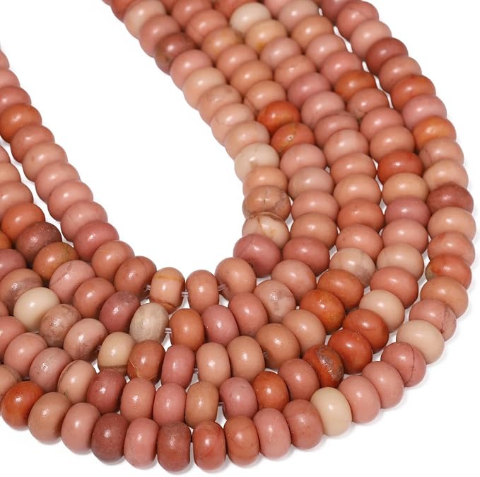 Songxi 5x8mm Natural Matte Red Rhodonite Stone Rondelle Beads, Gemstone - Image 8