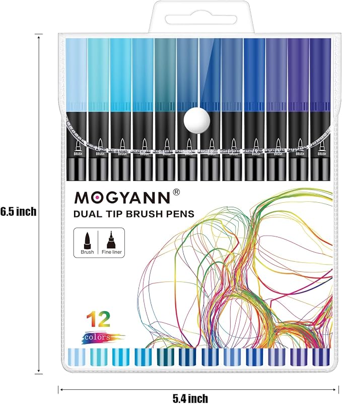 Blue Markers, 12 Pack Dual Brush Pens Drawing Markers - Image 5