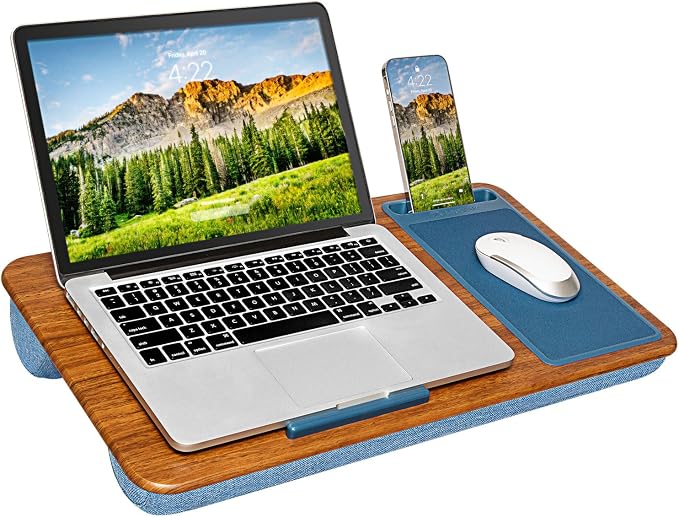 LAPGEAR Home Office Lap Desk – Espresso Blue, Fits 15.6” Laptops by LapGear