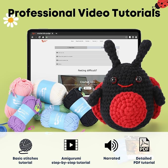CrochetBox Crochet Kit for Beginner, Ladybug Easy Learn How to Crochet Stuffed - Image 4