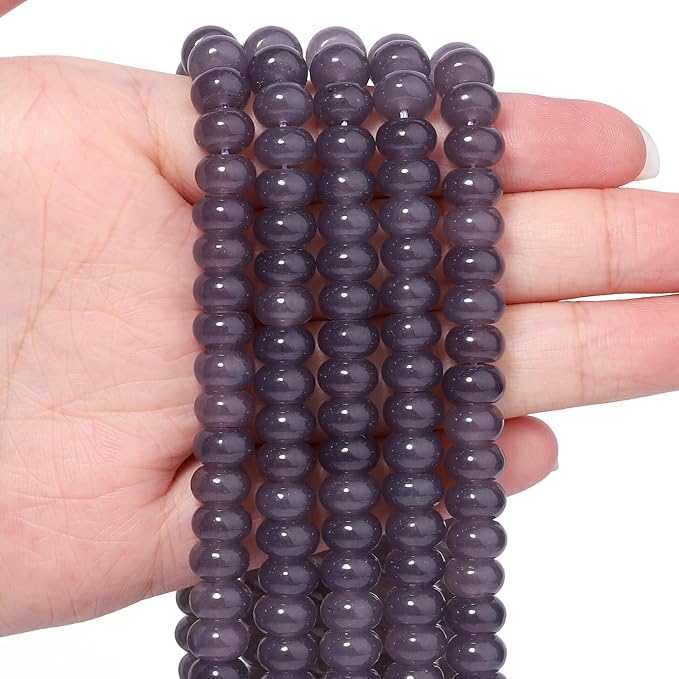 Songxi 5x8mm Natural Grey Chalcedony Stone Rondelle Beads, Gemstone by SongXi
