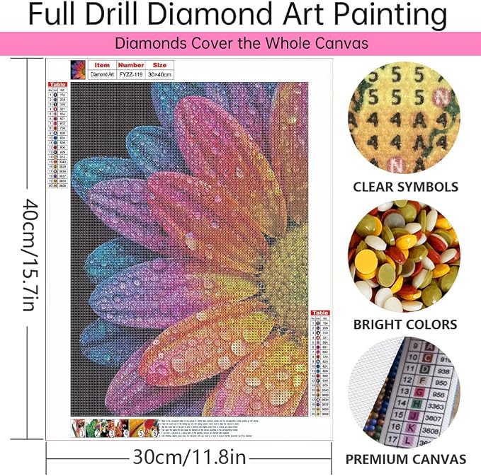 Rainbow Daisy with Water Drops Diamond Painting Kits - Image 4